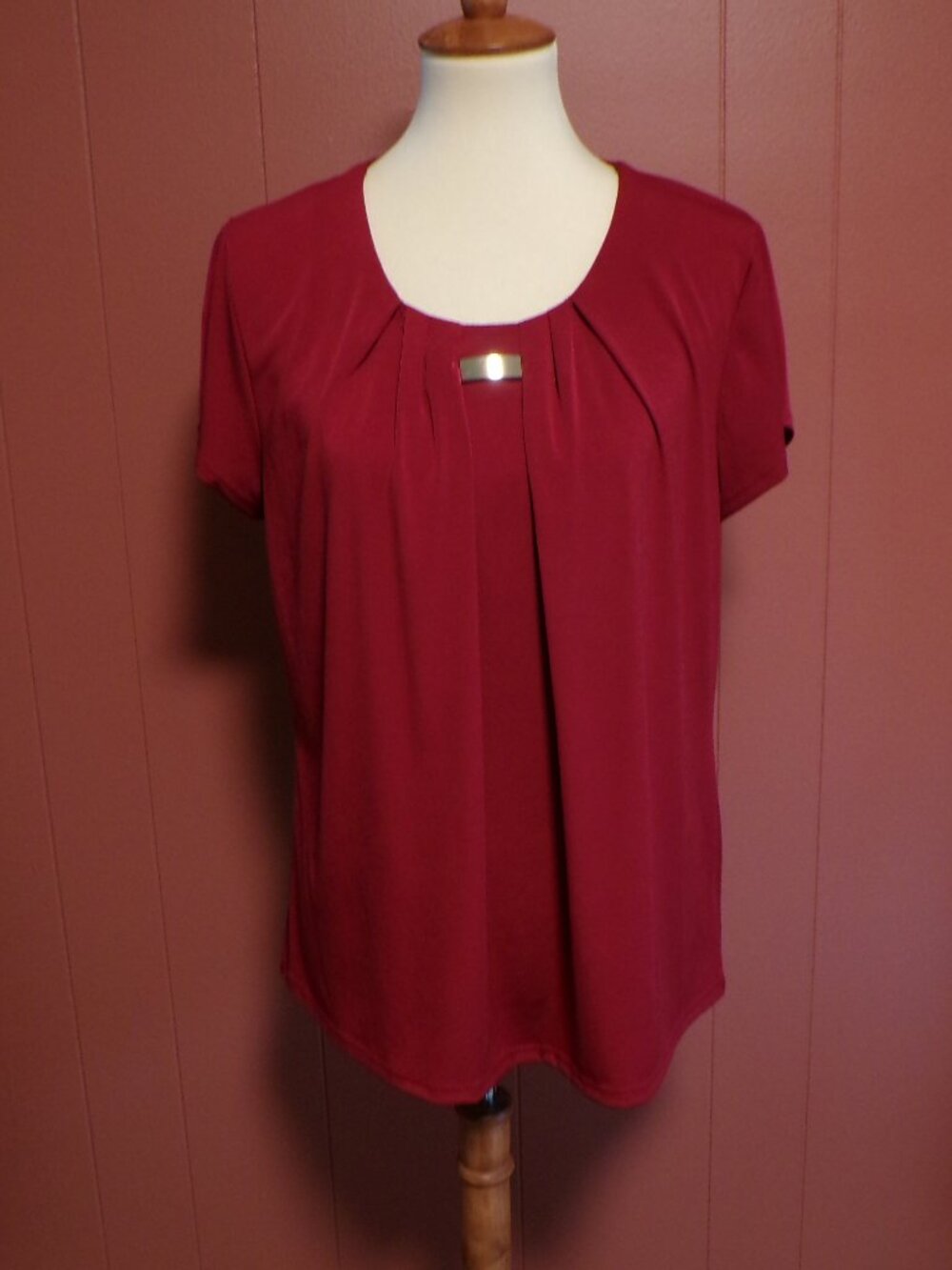 NY Collection Women's Rust/Red Cap Sleeve Pull-Over Blouse - Size XL